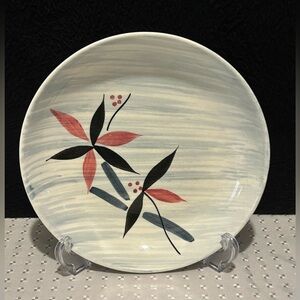 Stetson China Co. Rio Pattern Pink & Black Leaves Plate 8.5 1956